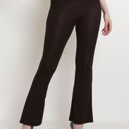 Popwings Women Solid Bootcut Slim Fit Trousers-image-23