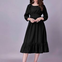 Krunal Raiyani Women Fit & Flare Round Neck Casual Dress-picture-47