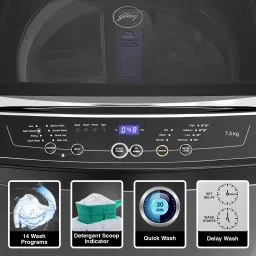 godrej 7.5 kg Fully Automatic Top Load with In-built Heater Black image 3