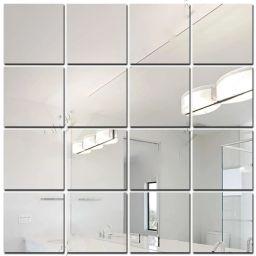 10 cm 24 Big Square Silver Mirror Stickers for Wall, Acrylic Mirror Wall Sticker Self Adhesive Sticker-image-91