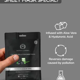 THE MAN COMPANY Men Set of 3 Anti-Pollution Sheet Masks with Charcoal & Aloe - 25ml each image 5