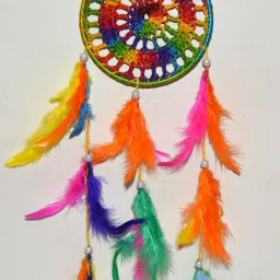 Fengshui 3"Inchcrochet Dreamcatcher Multicoloured Ring:3"Inch Height:12"Inch Feather Dream Catcher-image-85