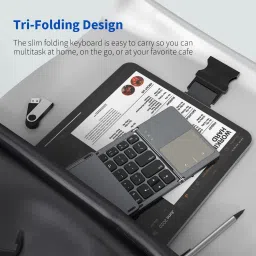 DooBuy Foldable Bluetooth Keyboard with Touchpad Compatible with iOS/Mac OS - Multi Device Rechargeable Wireless Keyboard with Trackpad for iMac, iPad, iPad Pro Laptop Accessory image 4