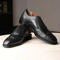 LOUIS STITCH Men Jet Black Egyptian Crust Leather Derby Shoes-image-80
