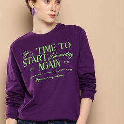 Difference of Opinion Oversized Fit Long Sleeve Typography Printed Pure Cotton T-shirt-image-87