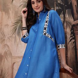 Sangria Ethnic Motifs Printed Midi Ethnic Dress-image-84