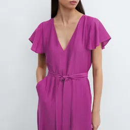 MANGO Basic Jumpsuit with Fabric Belt-7
