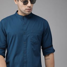 Roadster Men Navy Blue Regular Fit Solid Sustainable Casual Shirt-image-0