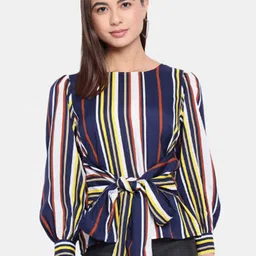 BAESD Striped Cuffed Sleeve Crepe Top-image-92