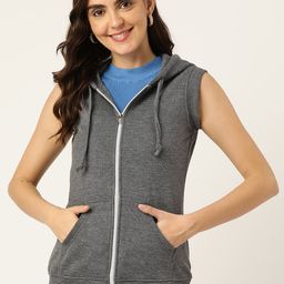 BRINNS Women Charcoal Grey Solid Hooded Sweatshirt-picture-27