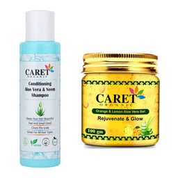 CARET ORGANIC Aloe vera Shampoo, Papaya Gel & Orange, Lemon Aloevera Gel Combo-100 g Each-image-49