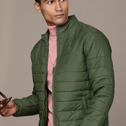 WROGN Solid Mock Collar Padded Jacket-35