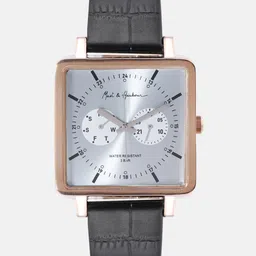 Mast & Harbour Unisex Brass Dial & Leather Straps Analogue Multi Function Watch-3