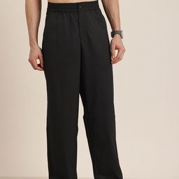 HERE&NOW Men Wide Leg Straight Fit Trousers-image-80