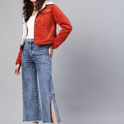 SASSAFRAS Women Blue Straight Fit Mid-Rise Clean Look Cropped Acid wash Jeans-image-16