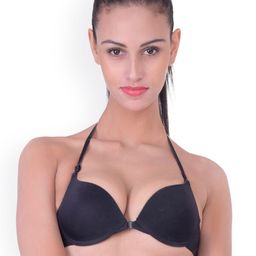 PrettyCat Black Solid Underwired Lightly Padded Push-Up Bra-picture-0