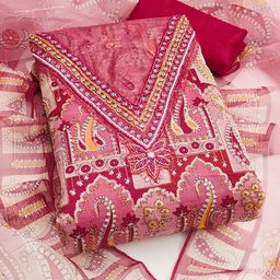 MANVAA Embellished Organza Unstitched Dress Material-image-71