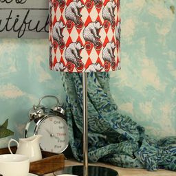 green girgit White and Brown Printed Buffet Lamp with Shade image 2