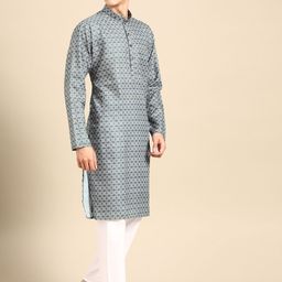 MANQ Men Ethnic Motifs Printed Regular Kurta with Pyjamas image 4