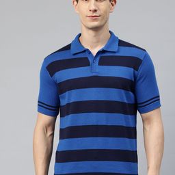 Pierre Carlo Men Striped Polo Collar T-shirt-image-46