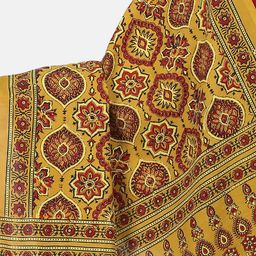 THE WEAVE TRAVELLER Mustard & Red Printed Sustainable Dupatta image 2
