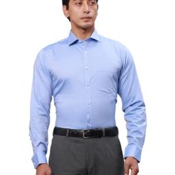 Park Avenue Blue Cotton Slim Fit Shirt-image-79