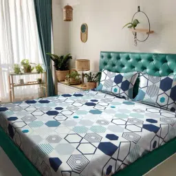 Klotthe Multicolor Cotton Blend 300 TC Double Bedsheet With 2 Pillow Covers-image-87