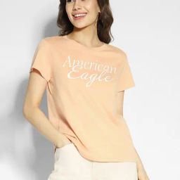 American Eagle Outfitters Peach Cotton Graphic Print T-Shirt-image-19