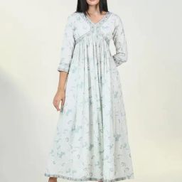 Showoff Sea Green Regular Fit Floral Kurta-image-29