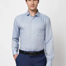 Peter England Blue Cotton Regular Fit Printed Shirt-picture-21