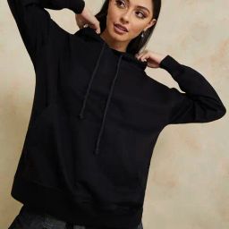 Styli Black Cotton Printed Hoodie-image-82