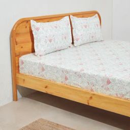 Westside Home Pink Meadow Print King Bed Flat Sheet and Pillowcase Set-image-108