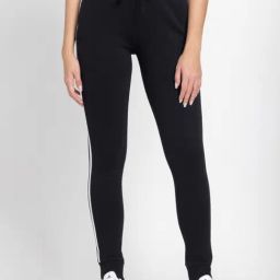adidas Black Cotton Striped Sports Joggers-image-12