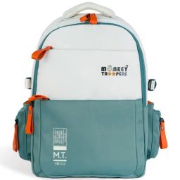 Monkey Troopers White & Teal Bouje Color Block Backpack-picture-4