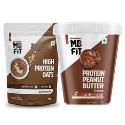MuscleBlaze High Protein Peanut Butter & High Protein Oats 1kg Dark Chocolate Combo-4