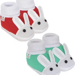 NESKA MODA 3 To 12 Months Infants 2 Pair Combo Pack Cute Soft Cotton Rabbit Booties-59