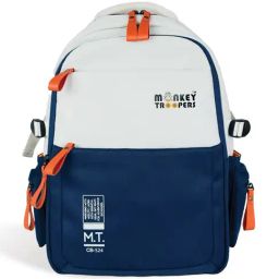 Monkey Troopers White & Navy Bouje Color Block Backpack-picture-30