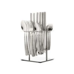 FnS Madrid Silver Stainless Steel Cutlery - Set of 24-12