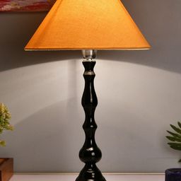 Homesake Black & Off-White Solid Handcrafted Bedside Standard Table Lamp-1