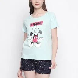 Dreamz by Pantaloons Aqua & Navy Printed T-Shirt With Shorts Set-image-32