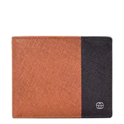 Eske Arthur Tan & Black Color Block Bi-Fold Wallets For Men-11