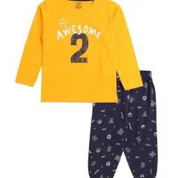 Smarty Kids Yellow & Navy Printed T-Shirt with Joggers-image-21