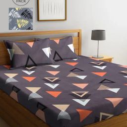 Klotthe Printed Multicolor 210 TC Cotton Blend King 2 Bed Sheets with 4 Pillow Covers-image-32