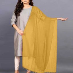 APNISHA Yellow Plain Dupatta-image-5