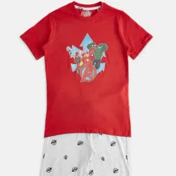 Pantaloons Junior Red & Grey Printed T-Shirt with Shorts-picture-22
