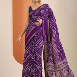 Libas Purple Woven Design Saree With Unstitched Blouse-image-52