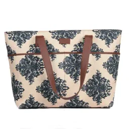 ZOUK Peach Printed Large Tote Bag-0