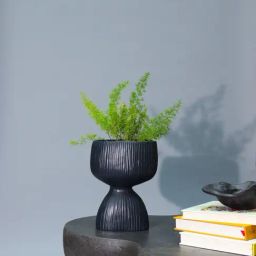 Muun Home Black Fiber-Glass Aden Organic Planter (Medium)-19