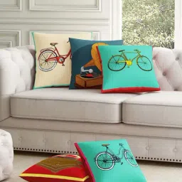 SEJ by Nisha Gupta Multicolor Polyester Cushion Cover - Set of 5-image-88