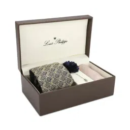 Louis Philippe Multicolor Printed Tie, Pocket Square & Lapel Pin - Pack of 3-picture-17